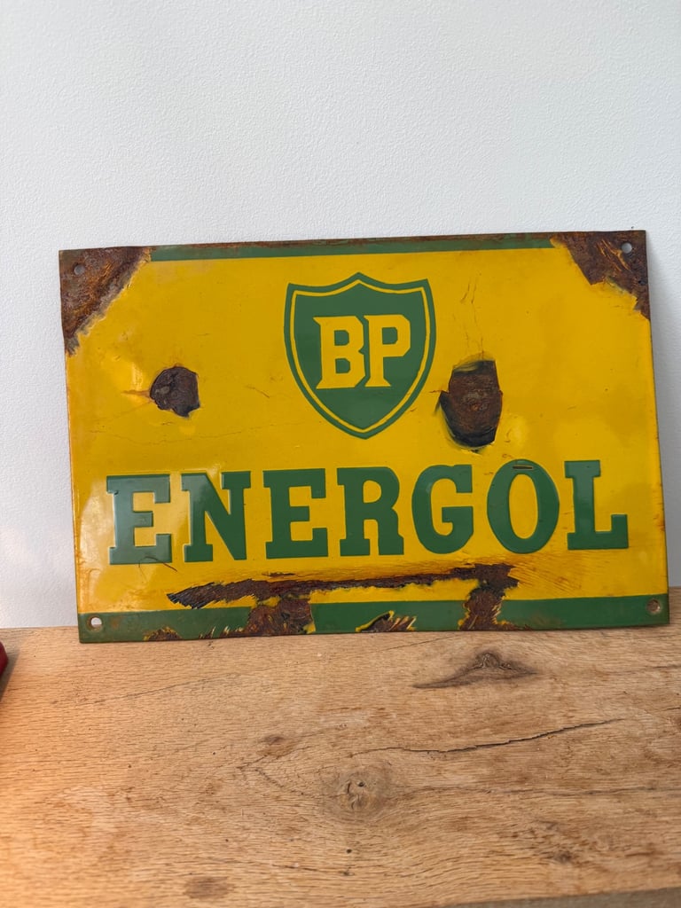 image for BP Energol Porcelain Enamel  Sign -Garage-petroleum Man Cave Motoring Car Garage