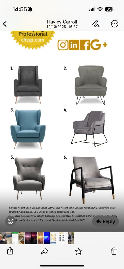 image for Porter Arm Chairs - Dove Grey