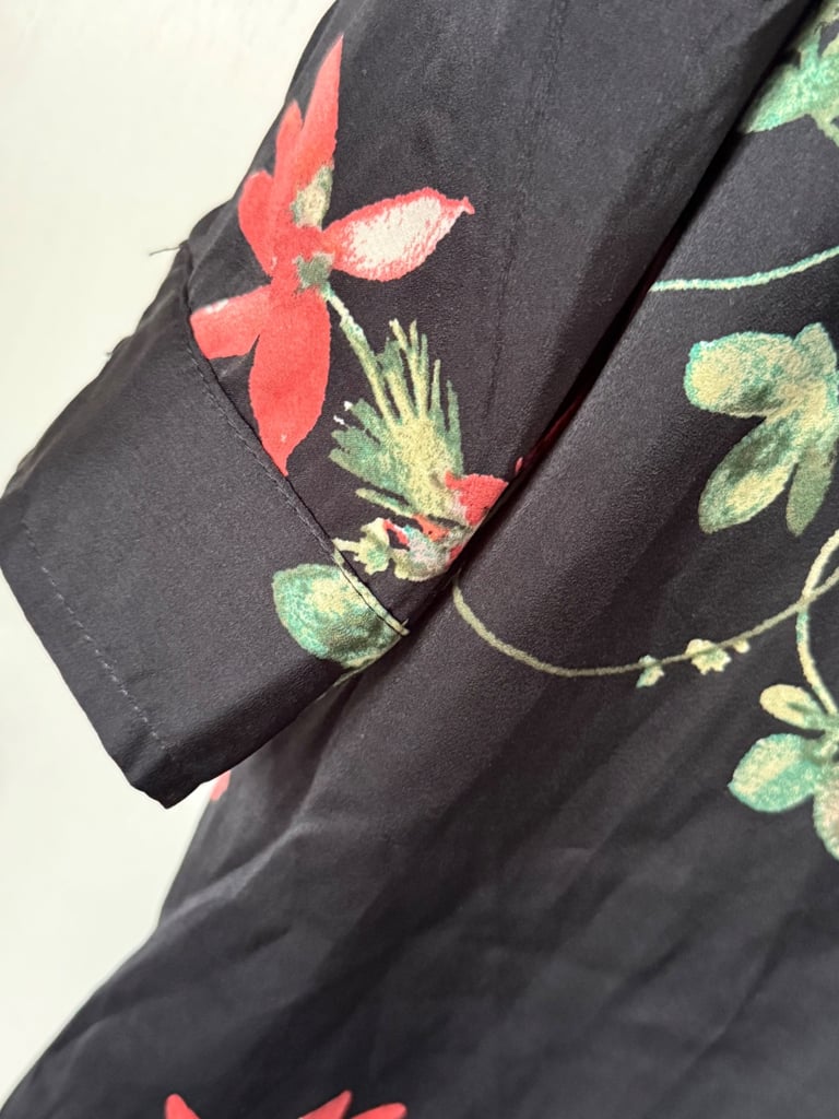 Women’s Apricot Satin Floral Shirt Dress size 10