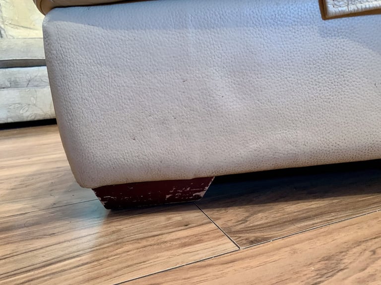 Leather beige/cream storage ottoman