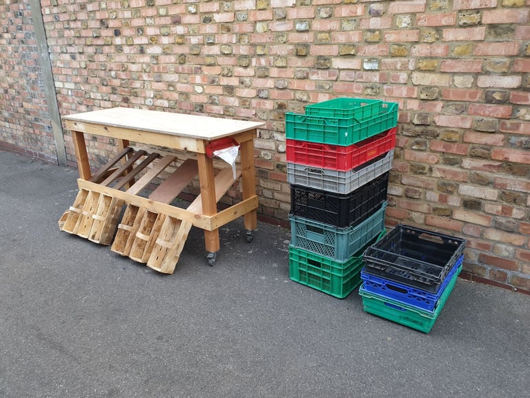 Shop Market Wooden Workbench Fruit Vegetables Trolley Display Unit Counter Top bar CARBOOT STAND