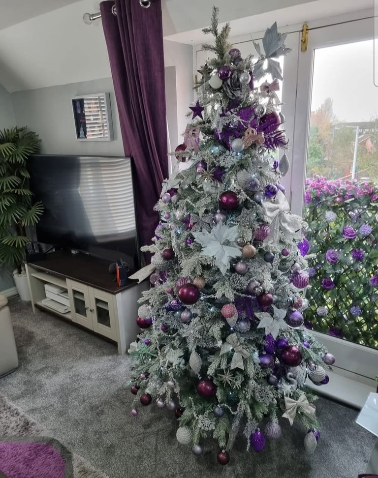Christmas Tree Decorations Job Lot Purple Baubles & Stars