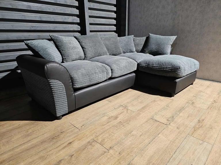 Hardly Used Corner Sofa - Grey/Black.