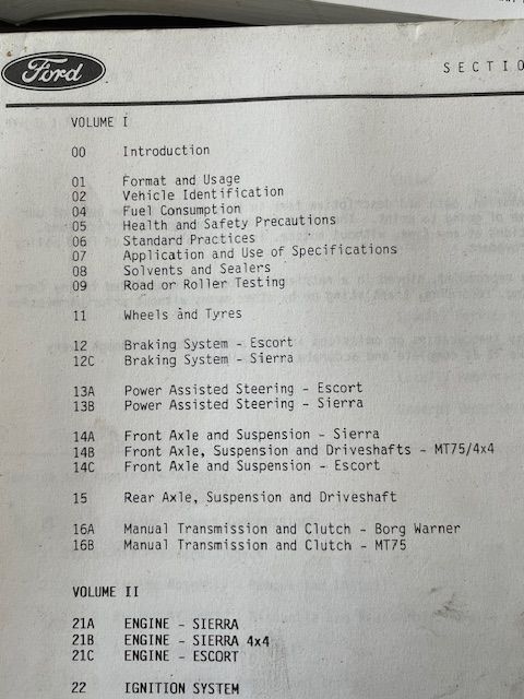 FORD SIERRA RS COSWORTH Workshop Manuals - Volume 1 & II 