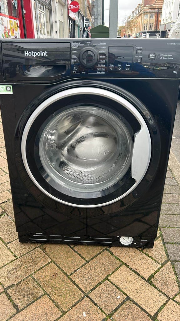 image for Hotpoint black smart 10 kg washing machine free delivery and connect it 
