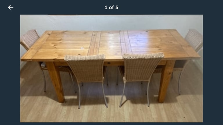 image for Large Dining Table & 4 Chairs