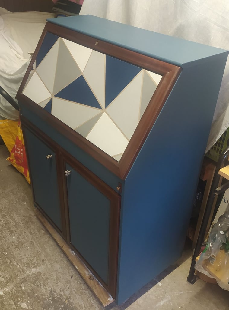 image for Hand Painted Mid-Century Solid Mahogany Bureau 