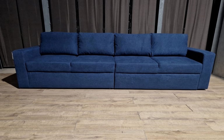 Unused Large Fabric 4 Seater Sofa- Blue.