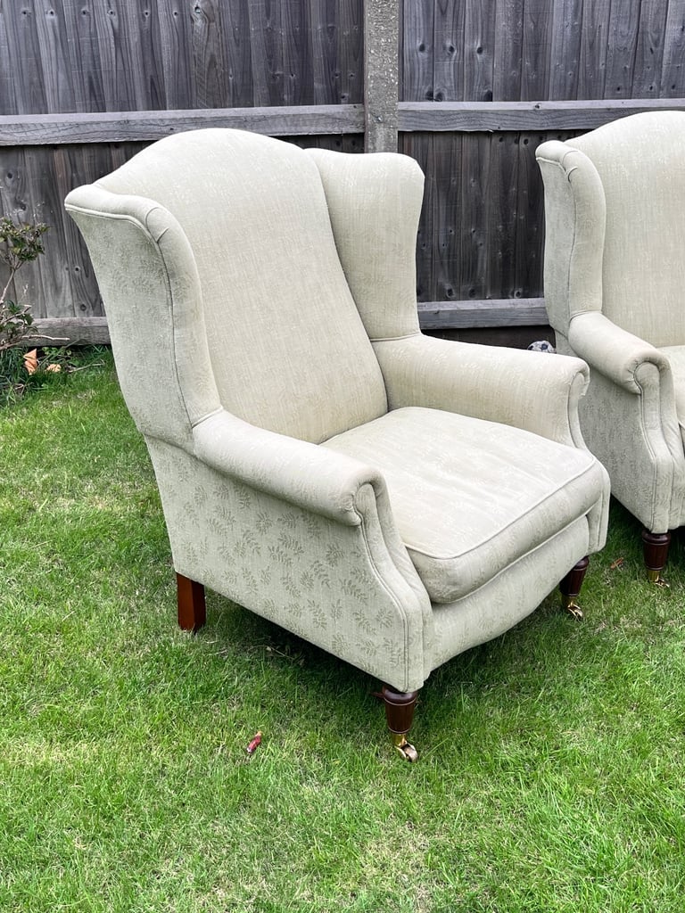 Laura Ashley 2 Seater Sofa 2 Wingback Chairs & Storage Footstool Possible Delivery 
