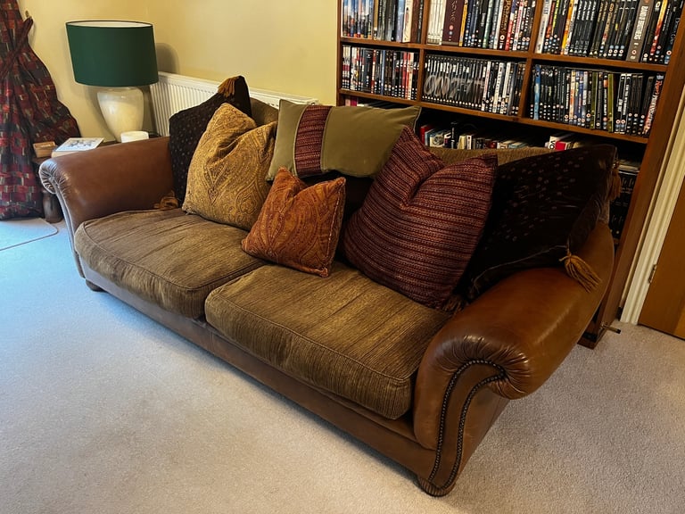 Tetrad Torino Half Leather & Half Fabric large sofa with all cushions included