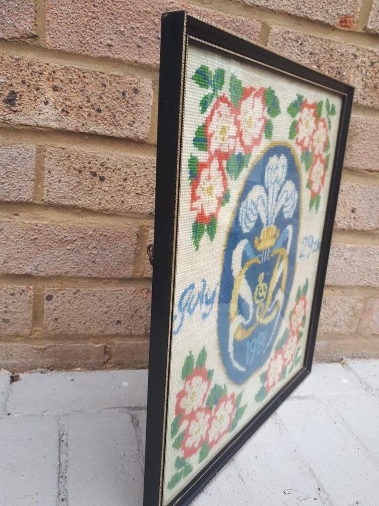 Rare 1981 Tapestry Signed Celebrating Charles and Diana 29th July 1981 Wedding