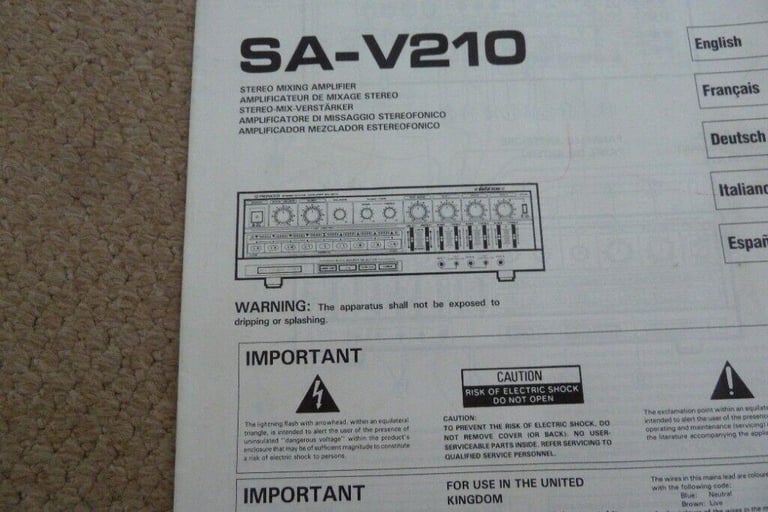 Pioneer SA-V210 Vintage Stereo Mixing Karaoke Amplifier Instruction Manual