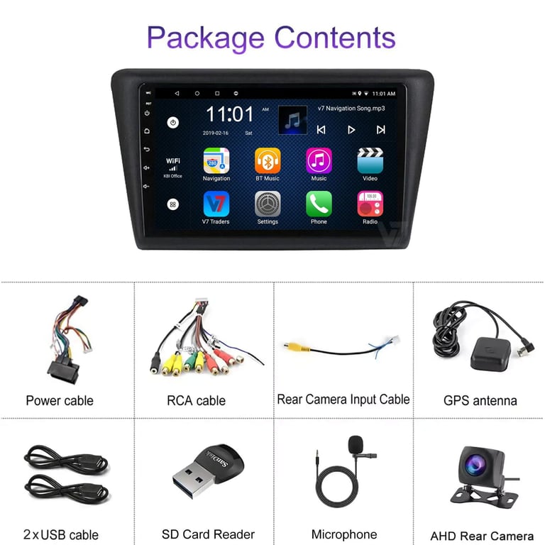 Skoda Rapid 2012-20 CARPLAY Android Auto HD Screen Head Unit GPS Stereo LCD Panel V7