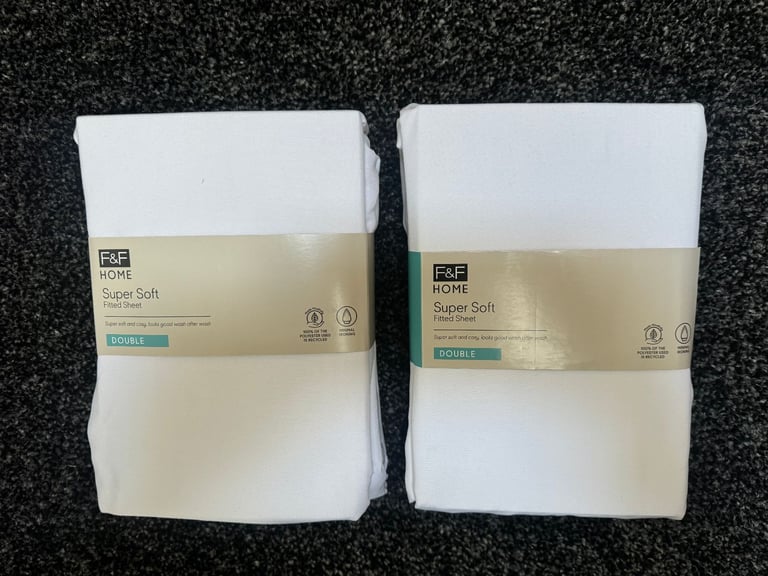 2x BRAND NEW Double Size Bed Super Soft Fitted Sheets - White
