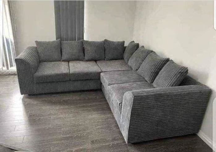 Brand New - Liverpool Jumbo Cord Corner Sofa (5 seater corner) - Grey - SAME/NEXT DAY DELIVERY