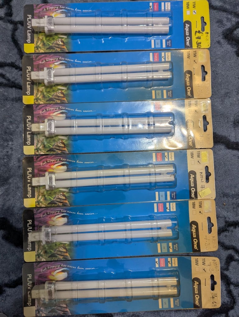 Aquarium light aqua one PL/UV 11w/18w/24w lamp, 2/4 pin fittings 