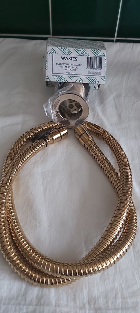 Gold /effect basin waste and shower hose 
