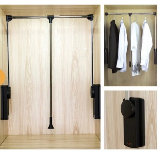 LESS THAN HALF PRICE 2 x pull down clothes rails with soft close - 830 mm - 1150 mm