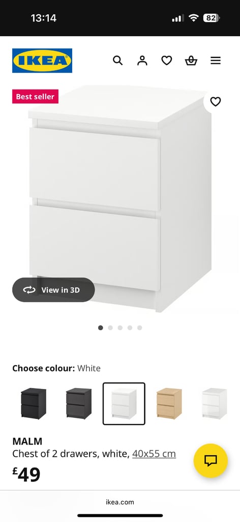 IKEA Malm Bedside Drawers x 2