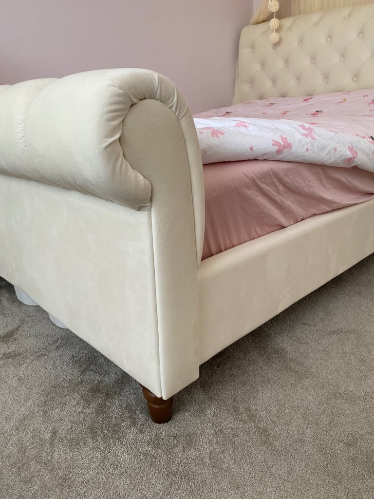 Upholstered Double Bed Frame and Blanket box.