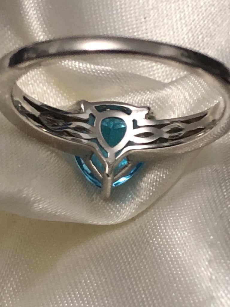 Trillion Cut Swiss Blue Topaz Diamond Ring Size S Silver 925 Platinum Overlay New 