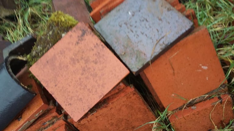 Bangor Blue Slates granite step scill roof ridge floor tiles chimney pot's 