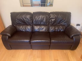 Dark Brown Leather Electric Reclining Sofa