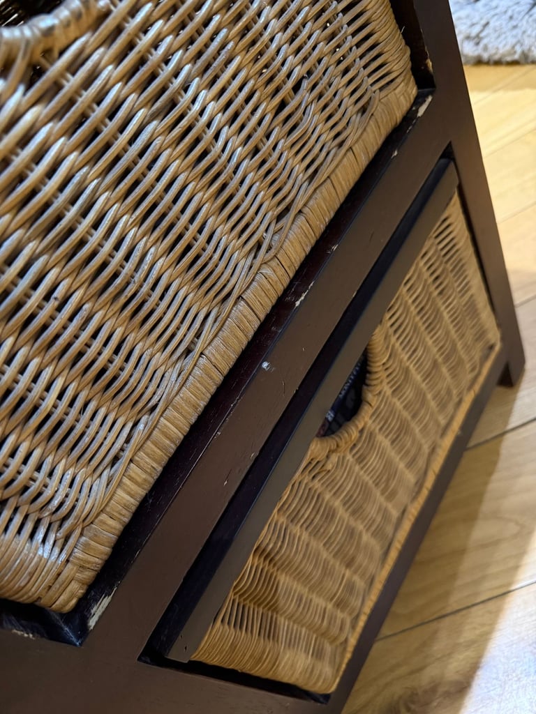 Wooden Storage Cabinet / TV Unit with 3 willow baskets