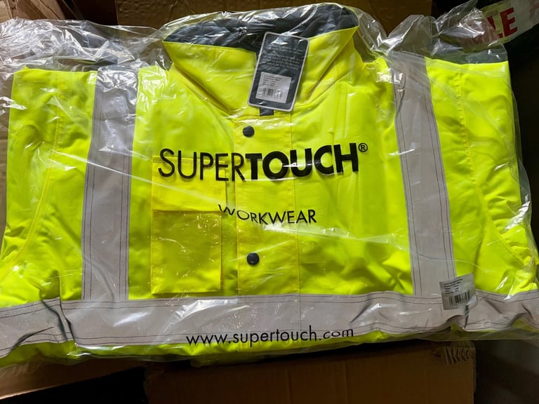 image for Supertouch Hi-Vis Fleece Lined Waterproof Workwear Bomber Jackets, NEW