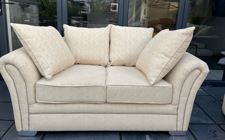 Cream/Beige 2 Seater Sofa With Matching Swivel Chair - DELIVERY AVAILABLE 