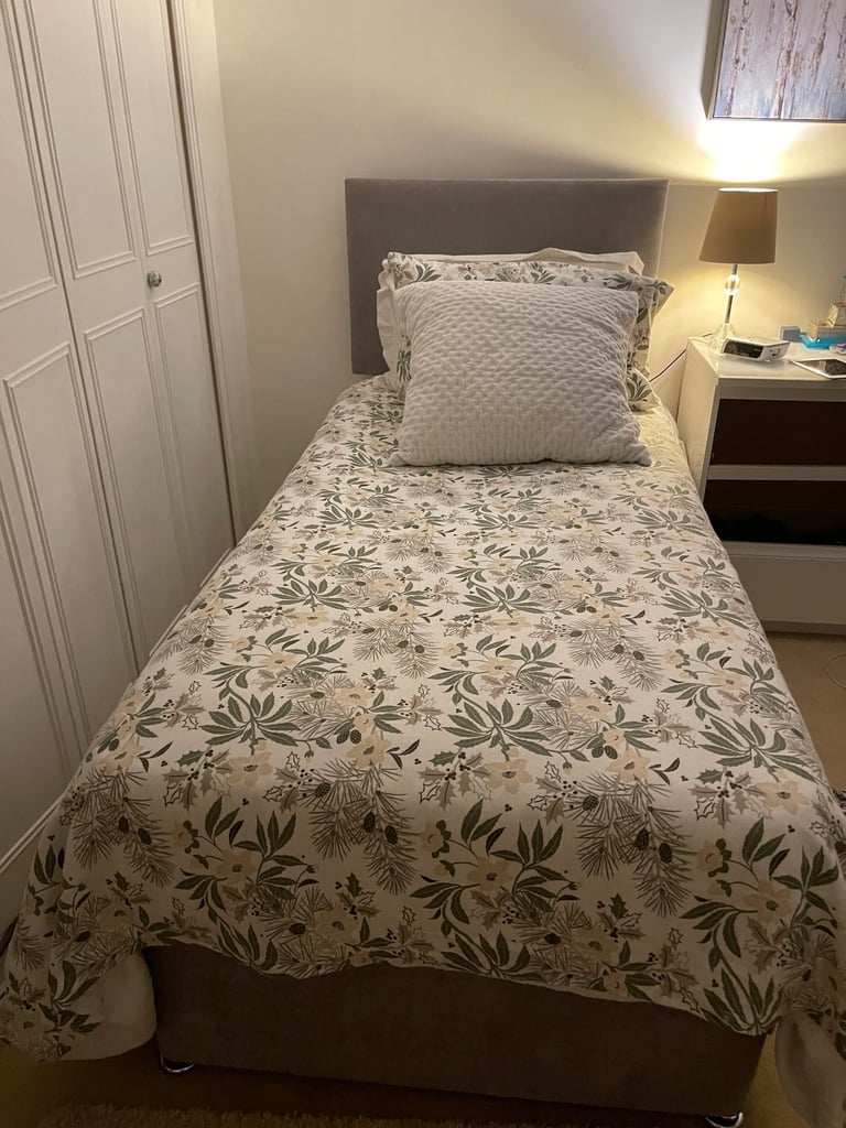 Pair of Matching single 3 foot, beds. Grey with storage drawers 