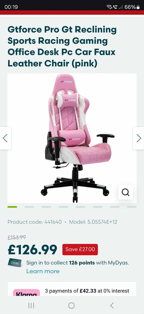 image for Gtforce Pro Gt Reclining Sports Racing Gaming Office Desk Pc Car Faux Leather Chair (pink)