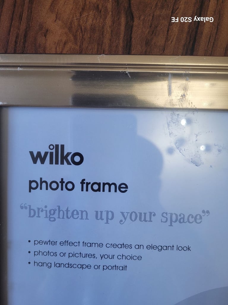 Wilko 10x8" (25x20cm) Pewter Effect Photo Frame - Hang Landscape or Portrait
