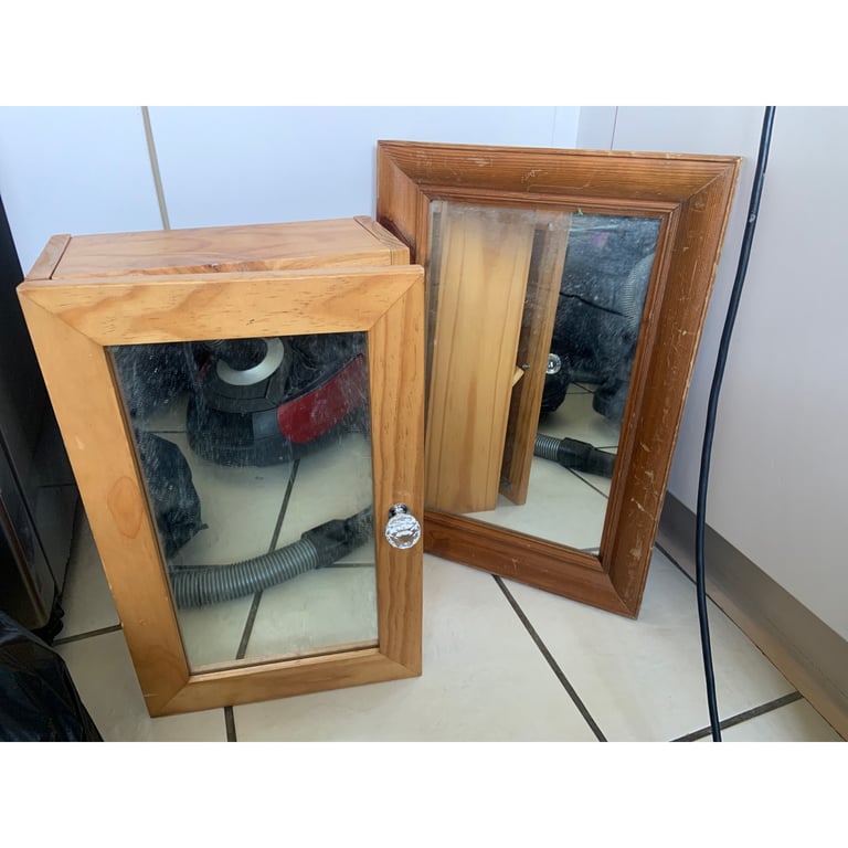 Free to good home - pine mirror cabinet & mirror 