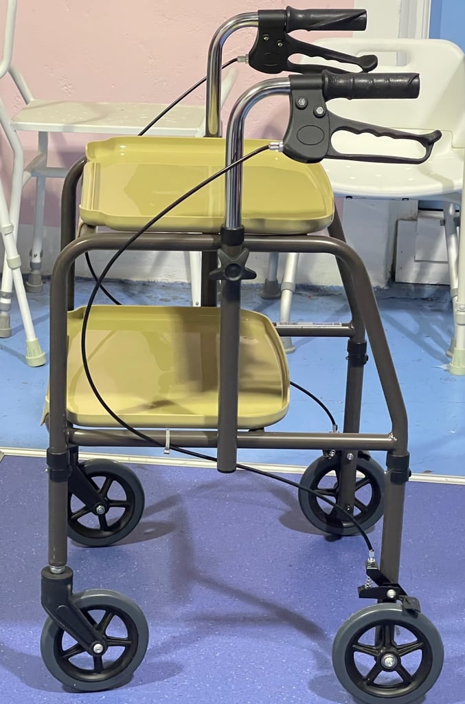 Two Tier Trolley Helper Trolley with Brakes on Push Handles