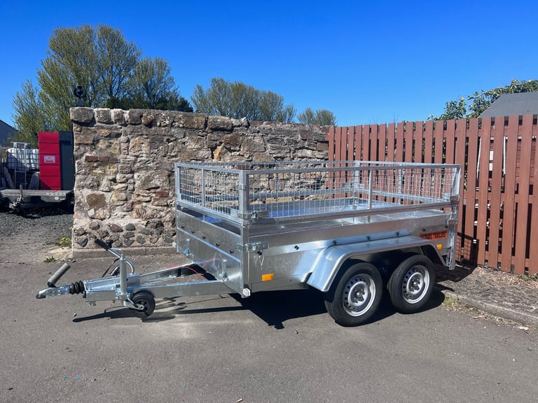 image for BRAND NEW 8,4FT X 5FT TWIN AXLE TRAILER WITH 40CM MESH 1300KG BRAKED