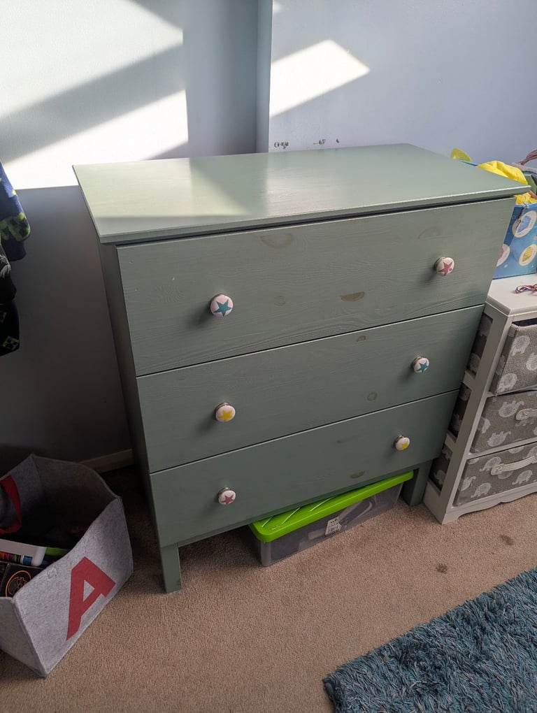 Beautiful Solid Pine IKEA Tarva Chest of Drawers + Bespoke Sliding Changing Table Top