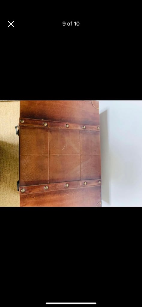 Leather large storage trunk 