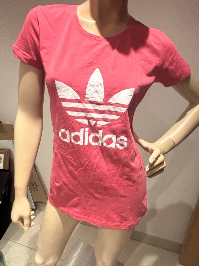 image for Adidas Originals Women’s Pink Trefoil Logo T-Shirt – Size L