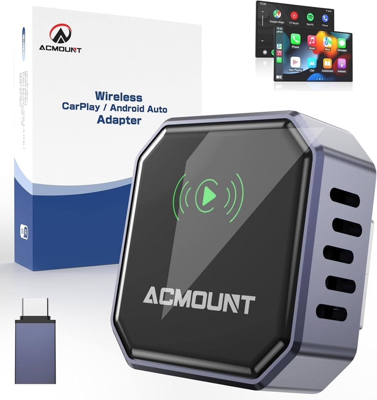 image for new in packaging - Acmount Mini Upgrade Wireless Carplay/Android Auto Adapter