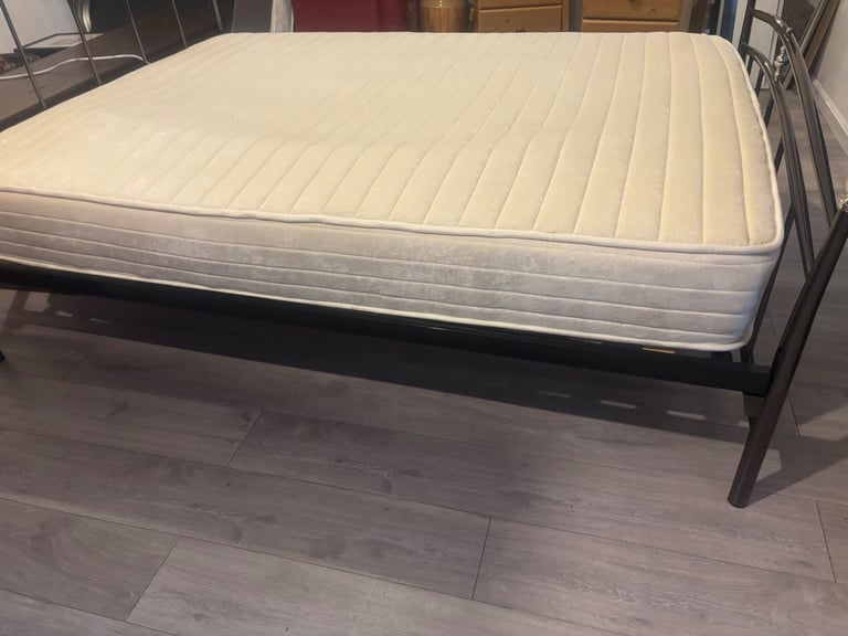 King size metal bed frame and mattress