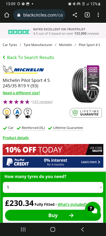 245 35 19 Michelin ps4 tyres8mm tread only£70 free fit&balance