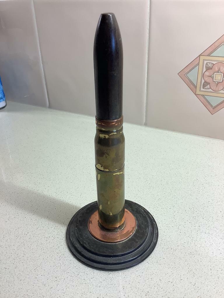 Antique trench art bullet cigarette lighter