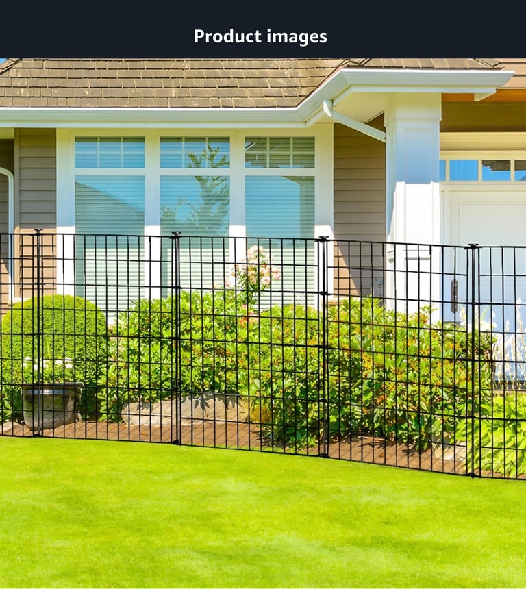 Heavy duty black metal fence with gates 