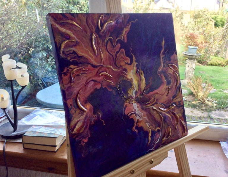 Vibrant original acrylic painting,  abstract textured Artwork 