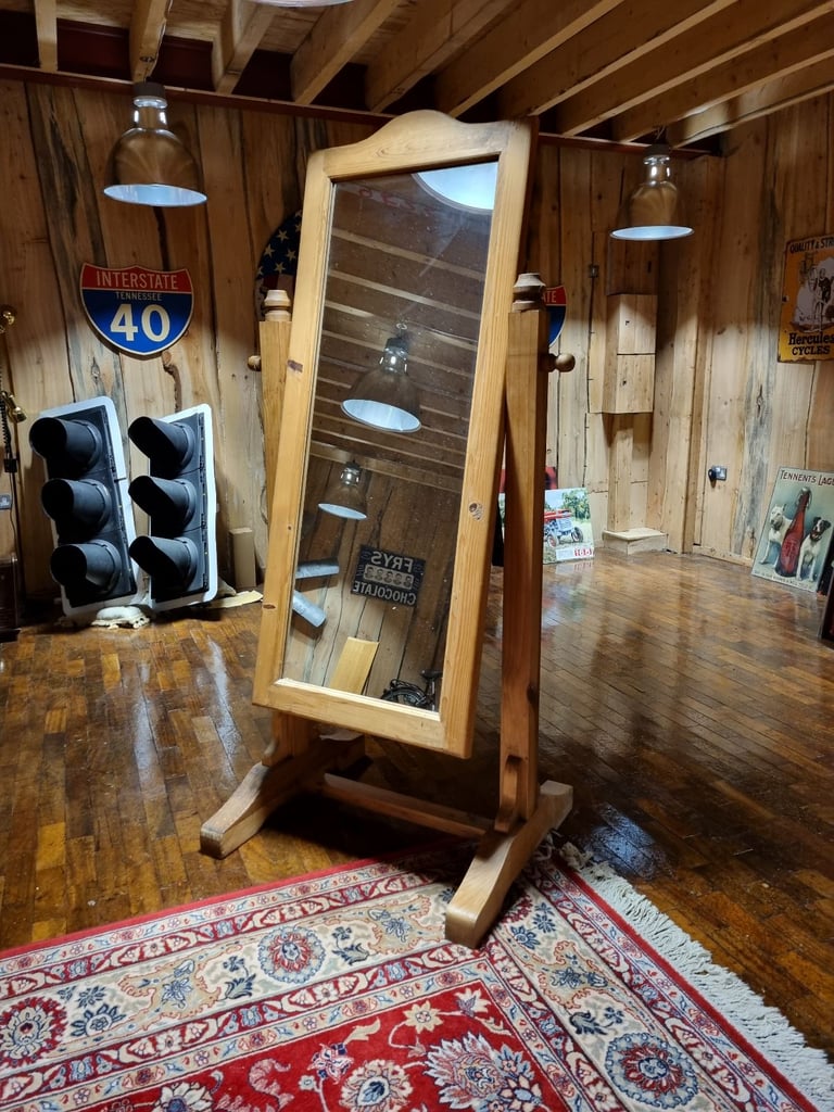 Large Plank Pine Standing Mirror 