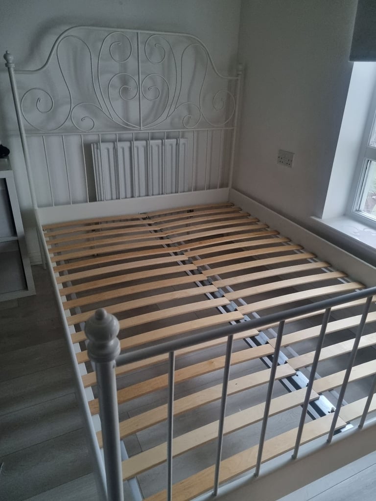 Ikea white double bed frame