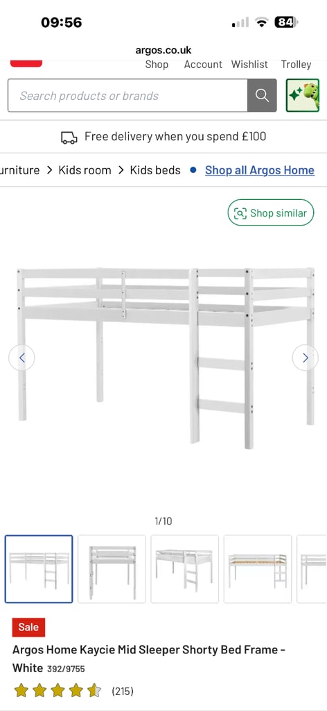 Mid sleeper shorty single bed with mattress