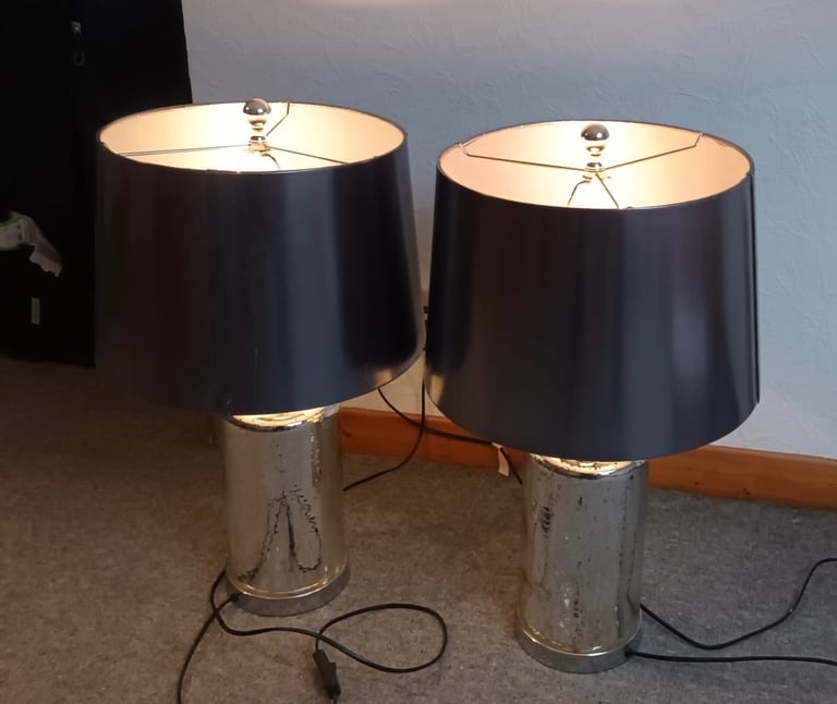 2 Silver Table Lamps 