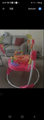  Fisher-Price Baby Bouncer Pink Petals Jumperoo Activity Center  with Music Lights Sounds and Developmental Toys : Baby